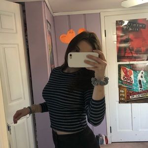 Hollister Navy & White Striped Top